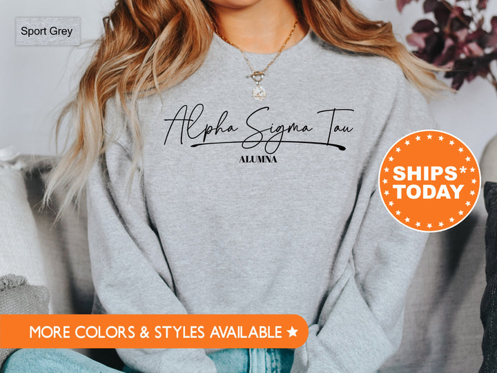 Alpha Sigma Tau Alumna Cursive Sorority Sweatshirt | Alumni Sweatshirt | Sorority Alumna Crewneck | Greek Apparel | Sorority Gift _ 7261g