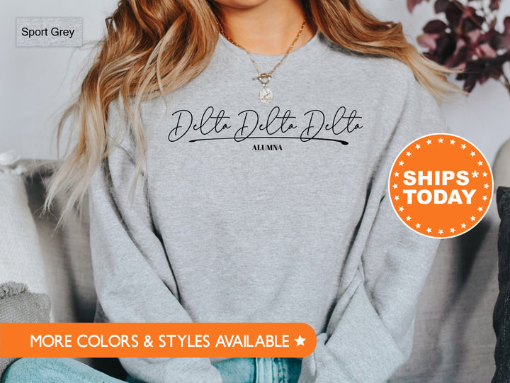 Delta Delta Delta Alumna Cursive Sorority Sweatshirt | Tri Delta Alumni Sweatshirt | Sorority Alumna Crewneck | Greek Apparel _ 7264g