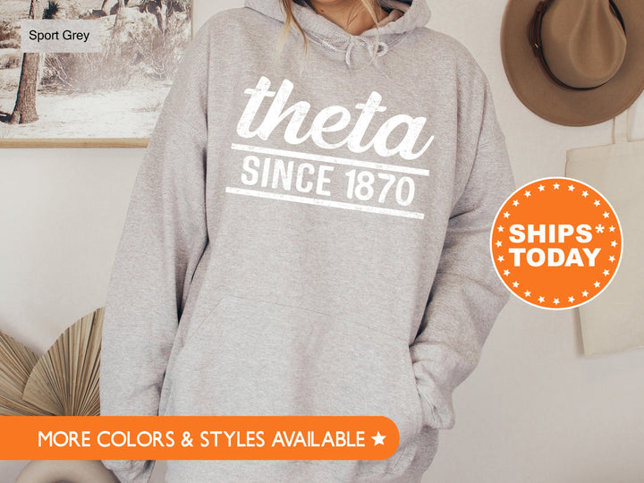 Kappa Alpha Theta Faded Traditional Sorority Sweatshirt | Theta Sorority Hoodie | Big Little Sorority Gifts | Greek Sweatshirt _ 7191g