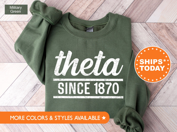 Kappa Alpha Theta Faded Traditional Sorority Sweatshirt | Theta Sorority Hoodie | Big Little Sorority Gifts | Greek Sweatshirt _ 7191g