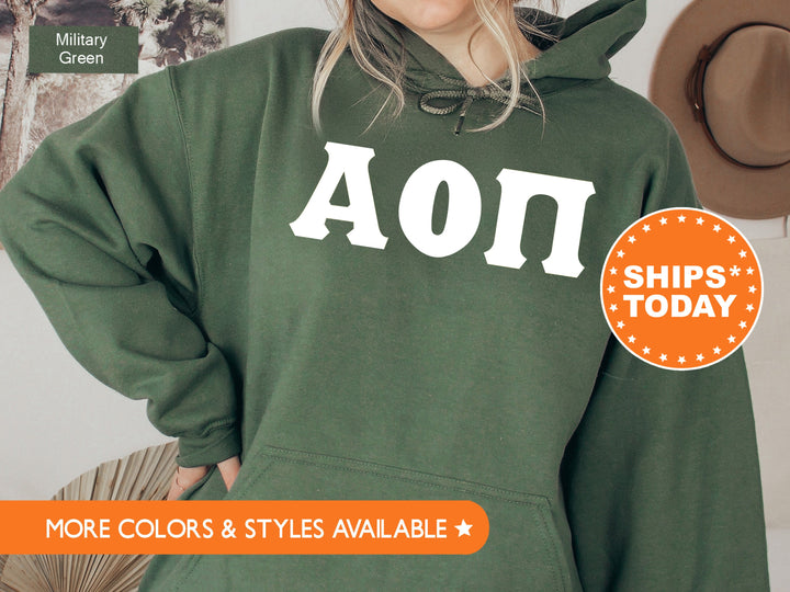 Alpha Omicron Pi Basic Letters Sorority Sweatshirt | Alpha O Greek Letters | Sorority Hoodie | Big Little Reveal | AOPI Merch