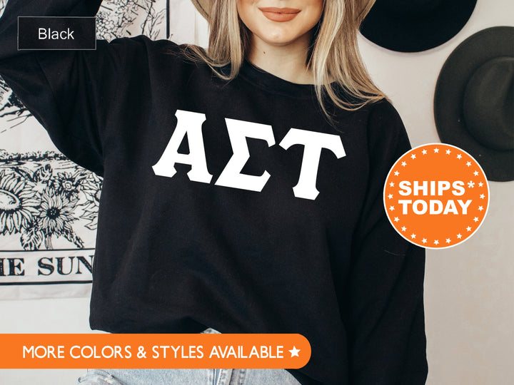 Alpha Sigma Tau Basic Letters Sorority Sweatshirt | AST Sorority Letters | Big Little Gift | Greek Letters | Alpha Sigma Tau Hoodie