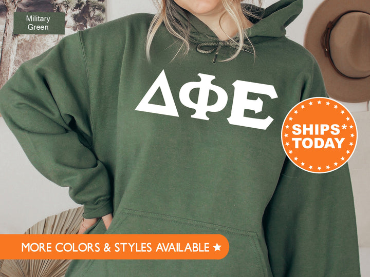 Delta Phi Epsilon Basic Letters Sorority Sweatshirt | DPHIE Hoodie | Big Little Reveal | Sorority Letters | Greek Letters Sweatshirt