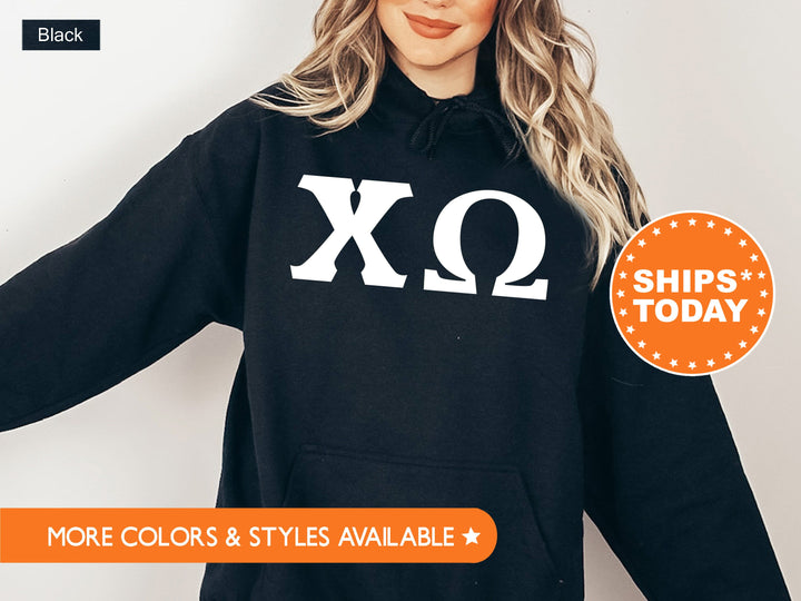 Chi Omega Basic Letters Sorority Sweatshirt | Chi O Merch | Big Little Reveal | Sorority Letters | Greek Letters | Chi Omega Hoodie 8355g