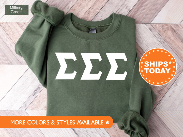 Sigma Sigma Sigma Basic Letters Sorority Sweatshirt | Tri Sigma Hoodie | Big Little Reveal Gift | Sorority Letters | Greek Letters