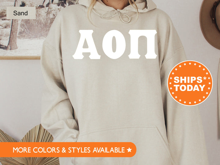 Alpha Omicron Pi Basic Letters Sorority Sweatshirt | Alpha O Greek Letters | Sorority Hoodie | Big Little Reveal | AOPI Merch