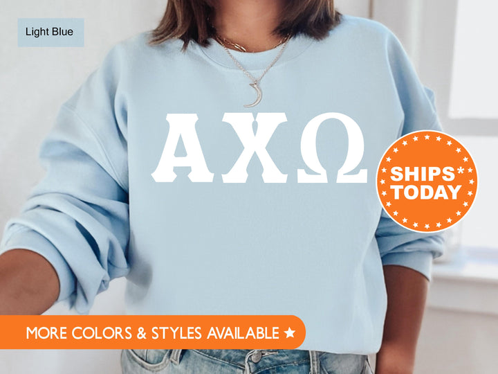 Alpha Chi Omega Basic Letters Sorority Sweatshirt | AXO Sorority Letters | AXO Hoodie | A Chi O Big Little Gift | Greek Letters