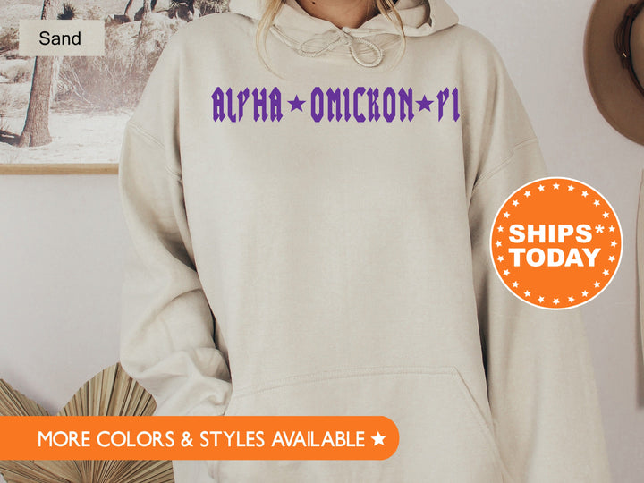 Alpha Omicron Pi Rock N Roll Sorority Sweatshirt | Alpha O Greek Sweatshirt | Sorority Merch | Big Little Gift | College Apparel _ 5589g
