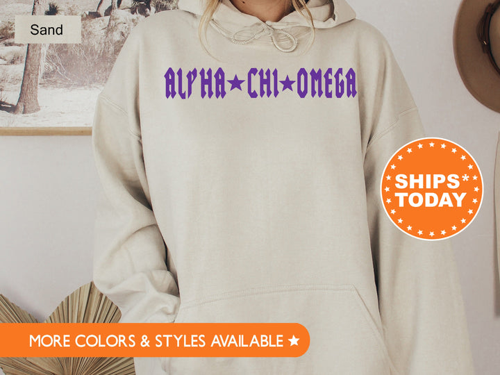 Alpha Chi Omega Rock N Roll Sorority Sweatshirt | Alpha Chi Greek Sweatshirt | Sorority Merch | Big Little Gift | College Apparel _ 5585g
