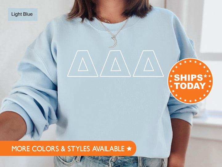 Delta Delta Delta Barely There Sorority Sweatshirt | Tri Delta Hoodie | Big Little Reveal Gift | Sorority Letters | Greek Letters _ 8460g
