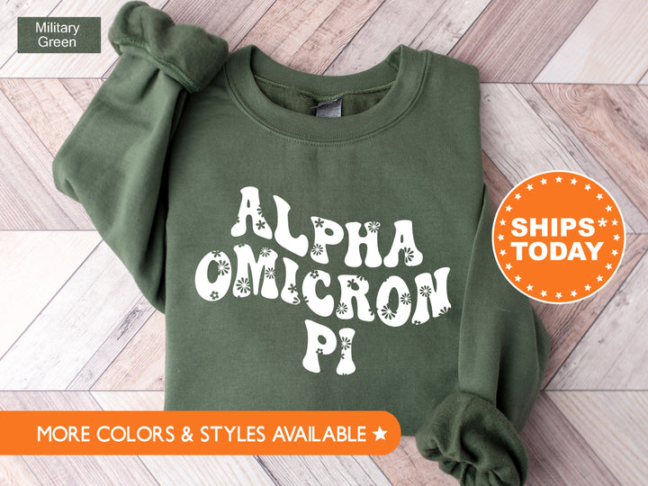 Alpha Omicron Pi Floral Hippie Sorority Sweatshirt | Alpha O Hoodie | Sorority Gift | Big Little Reveal | AOPI Merch | Greek Apparel