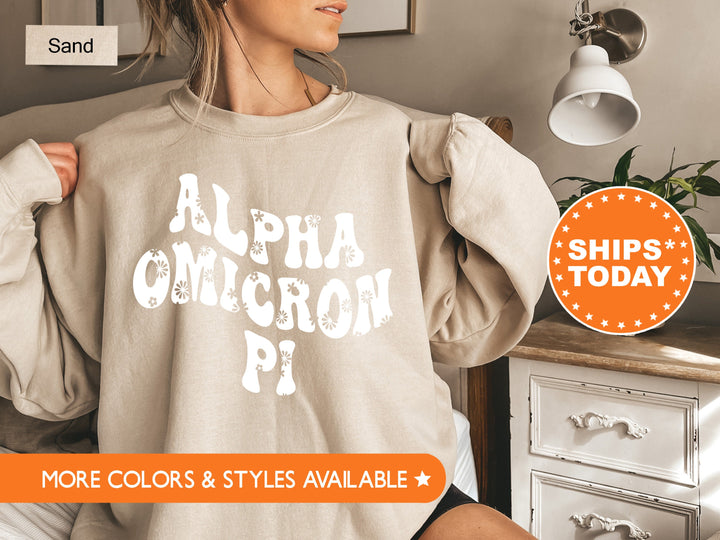 Alpha Omicron Pi Floral Hippie Sorority Sweatshirt | Alpha O Hoodie | Sorority Gift | Big Little Reveal | AOPI Merch | Greek Apparel