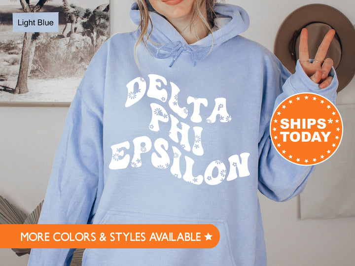 Delta Phi Epsilon Floral Hippie Sorority Sweatshirt | DPHIE Sweatshirt | Big Little | Sorority Reveal | Greek Apparel | DPHIE Hoodie 7110g