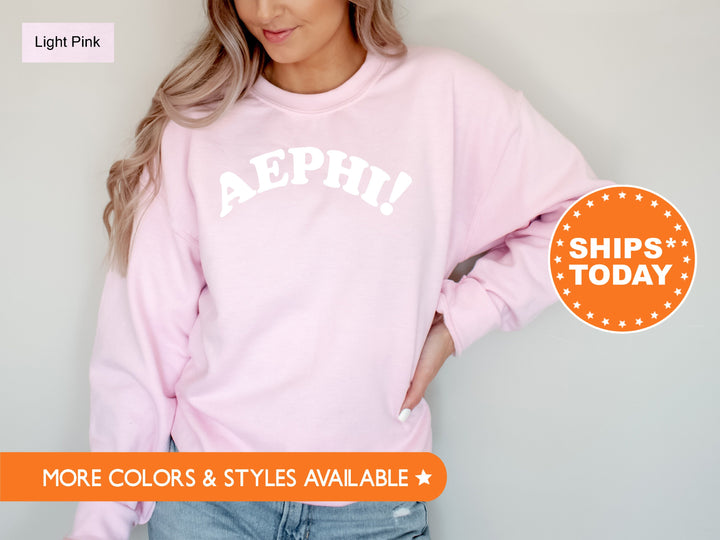 Alpha Epsilon Phi Exclamation Point Sorority Sweatshirt | AEPHI Greek Apparel | Big Little Reveal | Sorority Hoodie | Bid Day Gift _ 7126g