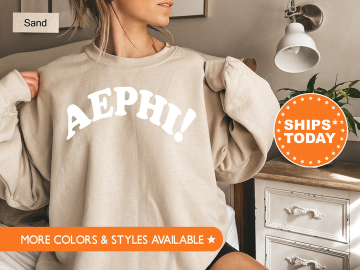 Alpha Epsilon Phi Exclamation Point Sorority Sweatshirt | AEPHI Greek Apparel | Big Little Reveal | Sorority Hoodie | Bid Day Gift _ 7126g