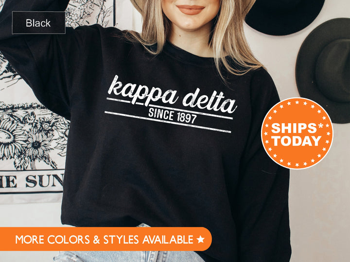 Kappa Delta Faded Traditional Sorority Sweatshirt | Kay Dee Sorority Hoodie | Big Little Reveal | Sorority Gifts | Greek Sweatshirt _ 7192g