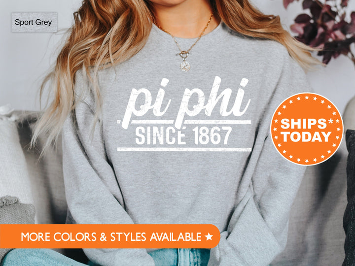 Pi Beta Phi Faded Traditional Sorority Sweatshirt | Pi Phi Sorority Hoodie | Big Little Reveal | Sorority Gifts | Greek Sweatshirt _ 7196g