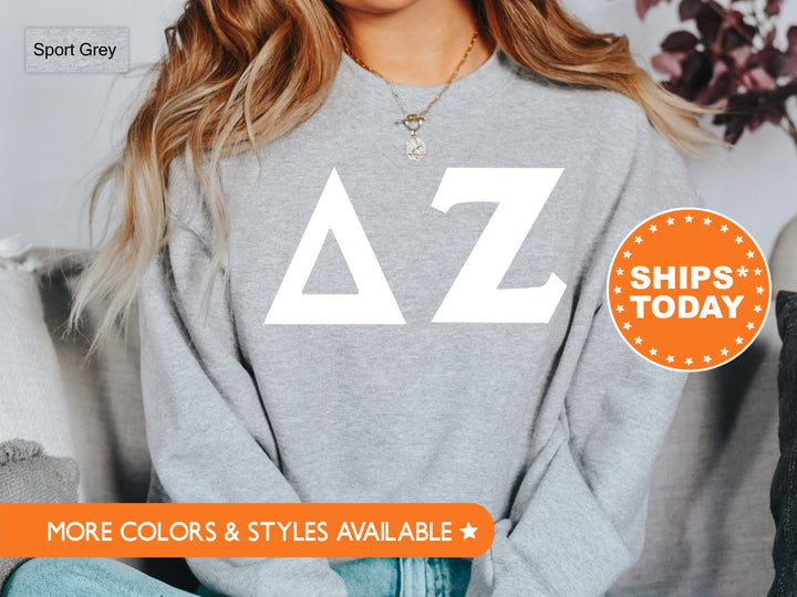 Delta Zeta Basic Letters Sorority Sweatshirt | Dee Zee Hoodie | Big Little Reveal Gift | Delta Zeta Greek Letters | Sorority Letters