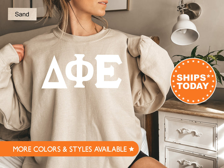 Delta Phi Epsilon Basic Letters Sorority Sweatshirt | DPHIE Hoodie | Big Little Reveal | Sorority Letters | Greek Letters Sweatshirt