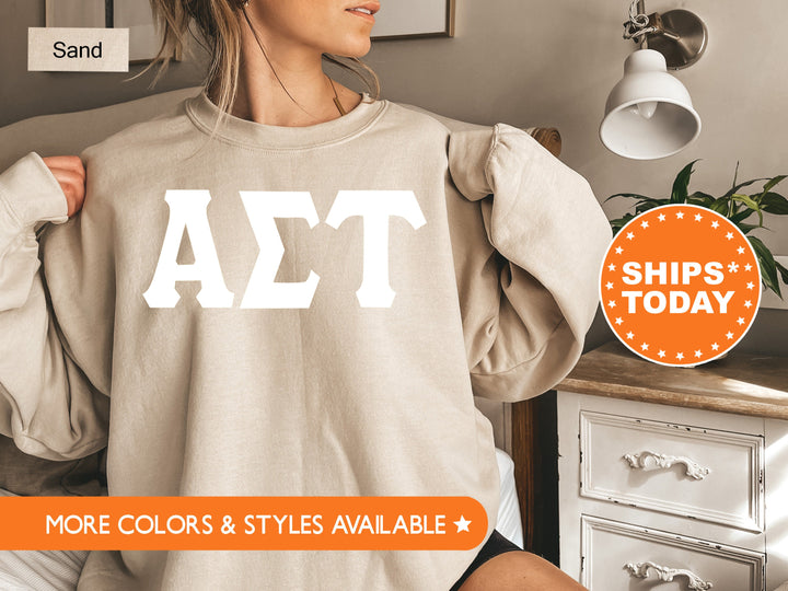 Alpha Sigma Tau Basic Letters Sorority Sweatshirt | AST Sorority Letters | Big Little Gift | Greek Letters | Alpha Sigma Tau Hoodie