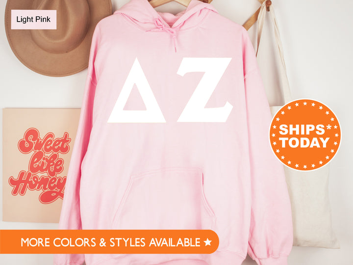 Delta Zeta Basic Letters Sorority Sweatshirt | Dee Zee Hoodie | Big Little Reveal Gift | Delta Zeta Greek Letters | Sorority Letters