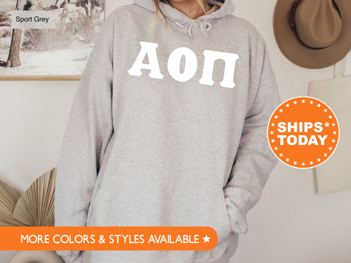 Alpha Omicron Pi Basic Letters Sorority Sweatshirt | Alpha O Greek Letters | Sorority Hoodie | Big Little Reveal | AOPI Merch