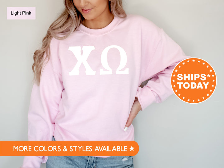 Chi Omega Basic Letters Sorority Sweatshirt | Chi O Merch | Big Little Reveal | Sorority Letters | Greek Letters | Chi Omega Hoodie 8355g