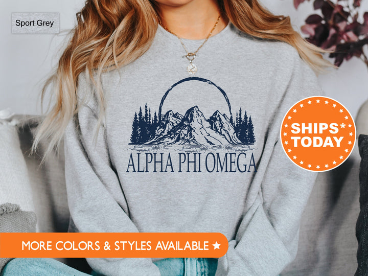 Alpha Phi Omega Weekend In The Mountains Coed Sweatshirt | APO Fraternity Hoodie | Greek Apparel | Coed Fraternity | APHIO Gifts  _ 8975g