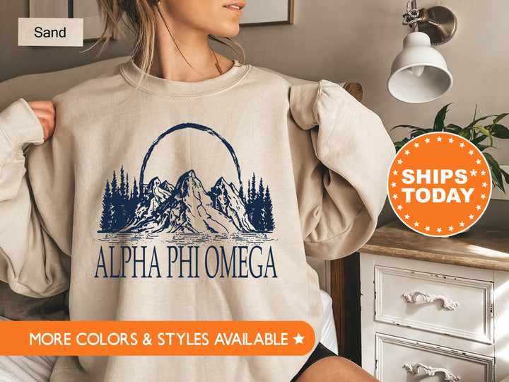Alpha Phi Omega Weekend In The Mountains Coed Sweatshirt | APO Fraternity Hoodie | Greek Apparel | Coed Fraternity | APHIO Gifts  _ 8975g