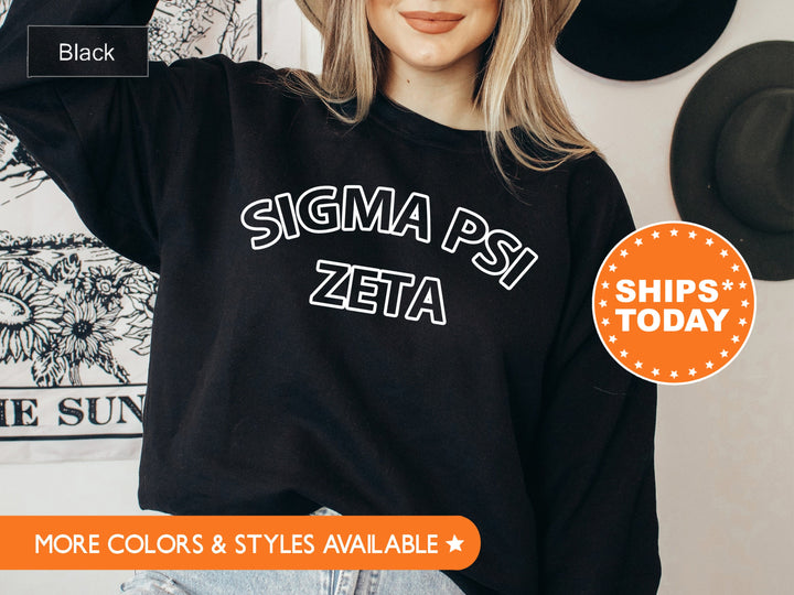 Sigma Psi Zeta Bold Yet Simple Sorority Sweatshirt | SYZ Sorority Hoodie | Greek Life Apparel | Sorority Big Little Gift | SYZ Merch _ 8551g