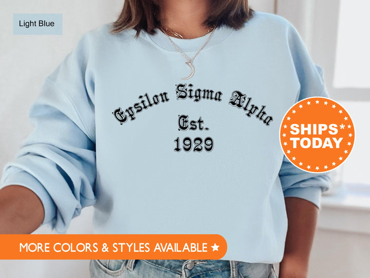 Epsilon Sigma Alpha Old English Coed Sweatshirt | ESA Sweatshirt | Coed Fraternity Sweatshirt | Sorority Gift | Sorority Apparel _ 8820g