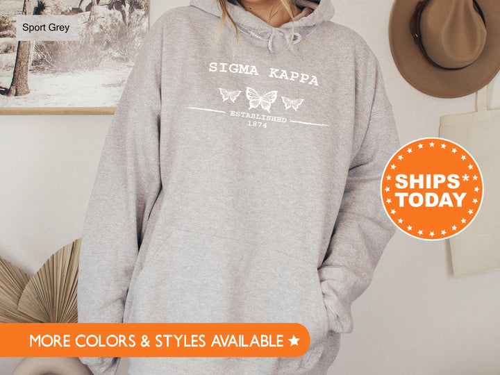 Sigma Kappa Neutral Butterfly Sorority Sweatshirt | Sig Kap Crewneck Sweatshirt | Greek Apparel | Big Little Reveal | College Apparel