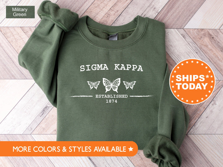 Sigma Kappa Neutral Butterfly Sorority Sweatshirt | Sig Kap Crewneck Sweatshirt | Greek Apparel | Big Little Reveal | College Apparel