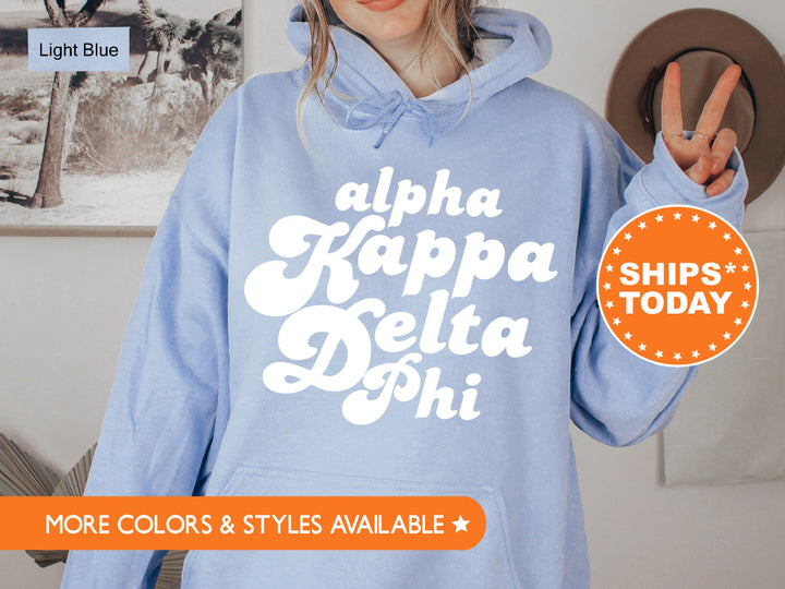 Alpha Kappa Delta Phi 80's Disco Sorority Sweatshirt | aKDPhi Sorority Apparel | Big Little Sorority Gift | College Greek Apparel _ 8476g