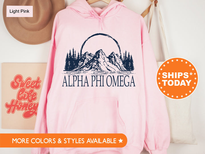Alpha Phi Omega Weekend In The Mountains Coed Sweatshirt | APO Fraternity Hoodie | Greek Apparel | Coed Fraternity | APHIO Gifts  _ 8975g