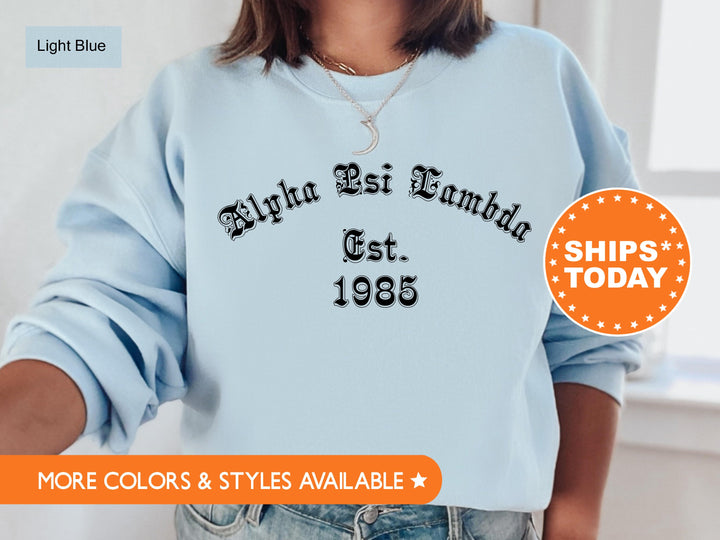 Alpha Psi Lambda Old English Coed Sweatshirt | APsi Hoodie | Coed Fraternity Sweatshirt | Recruitment Gift | Sorority Sweatshirt _ 8817g