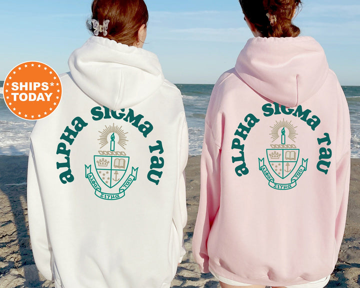 Alpha Sigma Tau Sorority Style Sorority Sweatshirt | Alpha Sigma Tau Hoodie | AST Sorority Crest | Big Little Reveal | Greek Apparel