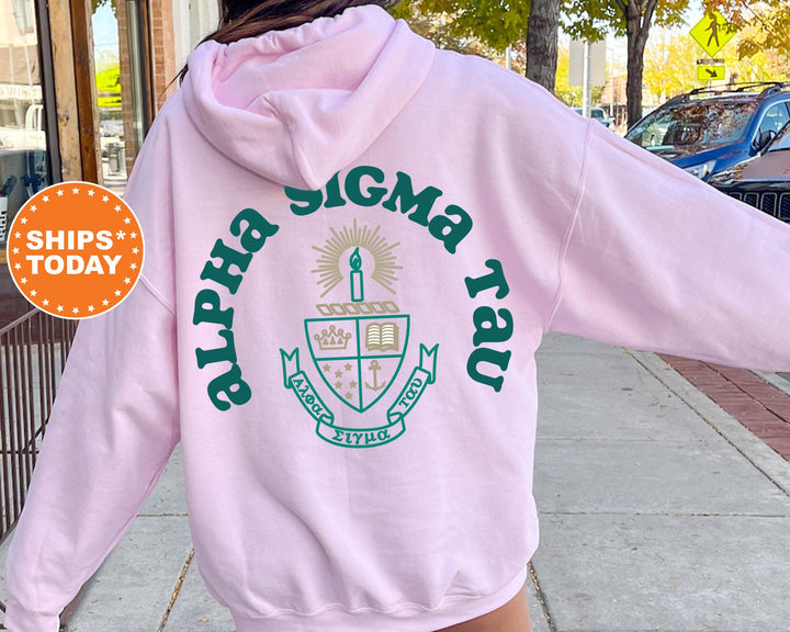 Alpha Sigma Tau Sorority Style Sorority Sweatshirt | Alpha Sigma Tau Hoodie | AST Sorority Crest | Big Little Reveal | Greek Apparel