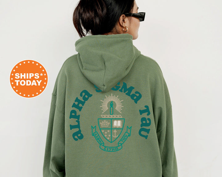 Alpha Sigma Tau Sorority Style Sorority Sweatshirt | Alpha Sigma Tau Hoodie | AST Sorority Crest | Big Little Reveal | Greek Apparel