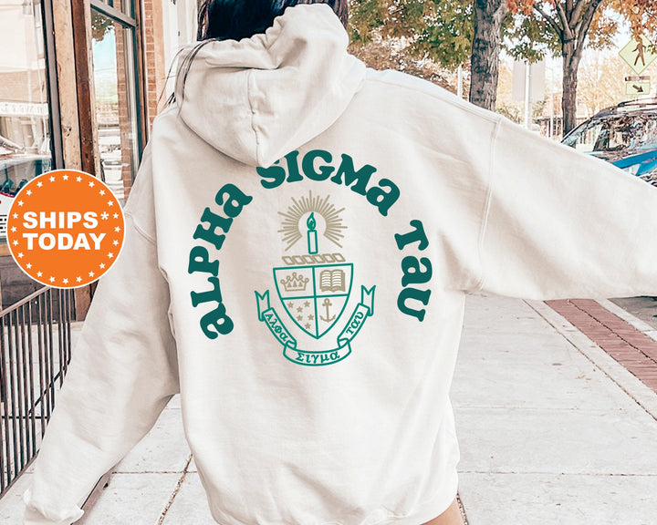Alpha Sigma Tau Sorority Style Sorority Sweatshirt | Alpha Sigma Tau Hoodie | AST Sorority Crest | Big Little Reveal | Greek Apparel