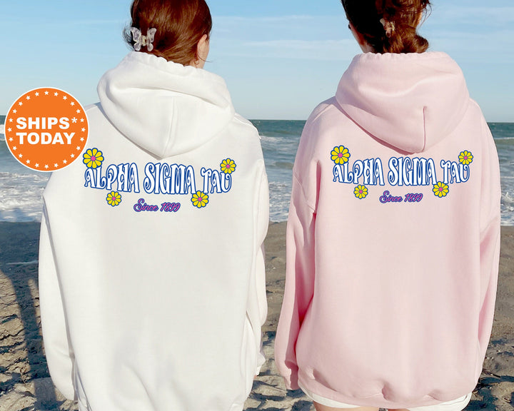 Alpha Sigma Tau Sunny Blooms Sorority Sweatshirt | Alpha Sigma Tau Hoodie | Sorority Gift | Greek Apparel | Big Little Reveal _ 13665g