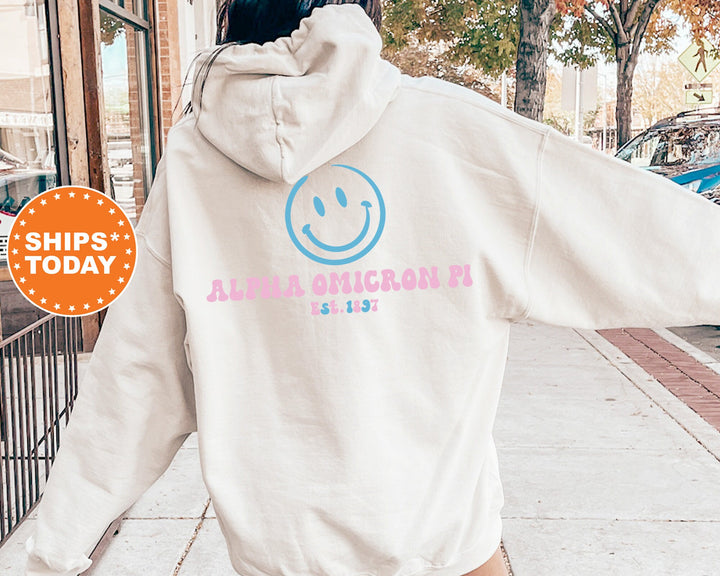 Alpha Omicron Pi Frosty Smile Sorority Sweatshirt | Alpha O Sorority Crewneck | AOPi Big Little Sorority Gift | Alpha Omicron Pi Sweatshirt