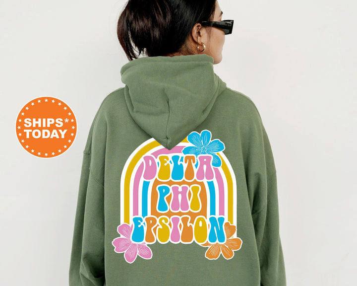 Delta Phi Epsilon Rainbow Rush Sorority Sweatshirt | Delta Phi Epsilon Hoodie | DPHIE Sweatshirt | Big Little | Sorority Apparel