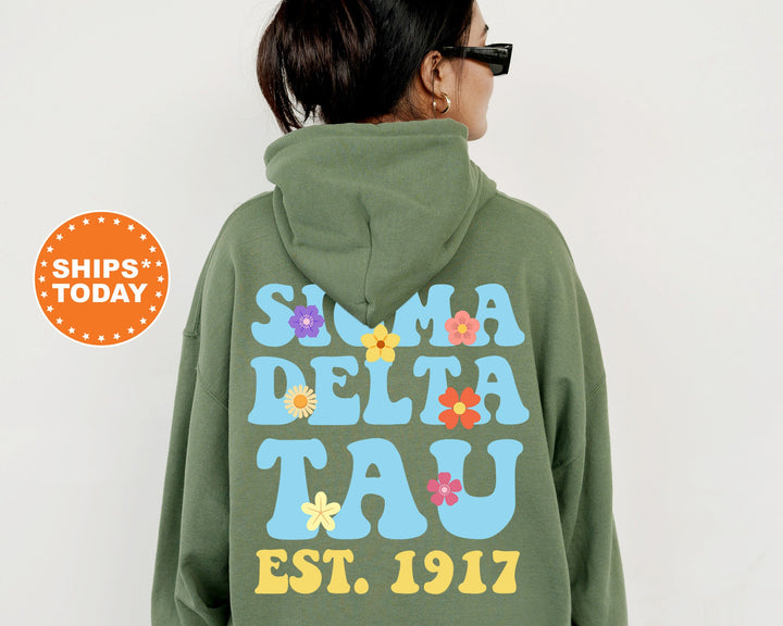 Sigma Delta Tau Bright Buds Sorority Sweatshirt | Sigma Delta Tau Hoodie | SIG DELT Crewneck Sweatshirt | Big Little Reveal Gift