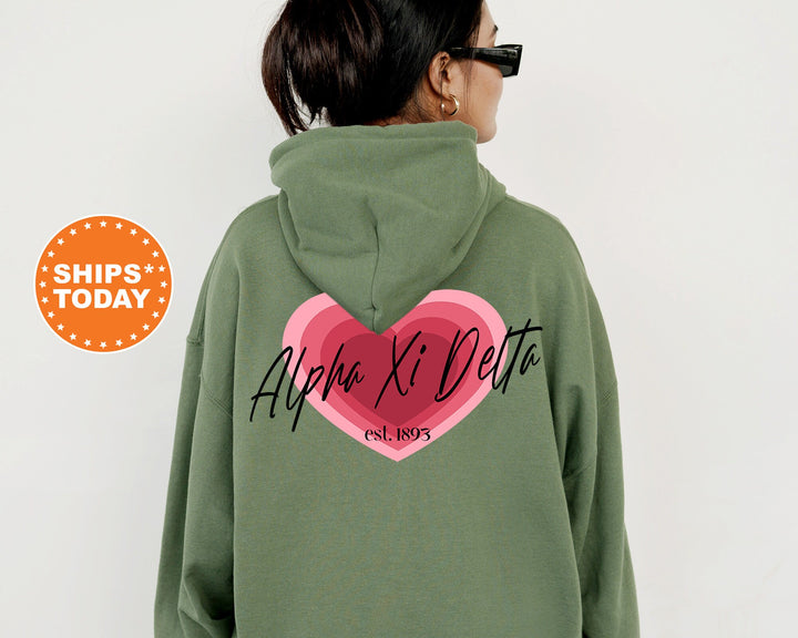 Alpha Xi Delta Heart Beats Sorority Sweatshirt | Alpha Xi Delta Hoodie | AXID Sweatshirt | Sorority Gift | Big Little Sorority Reveal