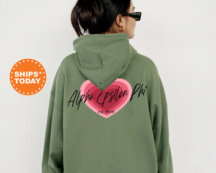 Alpha Epsilon Phi Heart Beats Sorority Sweatshirt | Alpha Epsilon Phi Hoodie | AEPHI Sorority Crewneck | Big Little Reveal | Sorority Gift