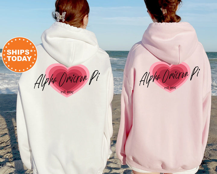 Alpha Omicron Pi Heart Beats Sorority Sweatshirt | Alpha Omicron Pi Hoodie | Alpha O Sweatshirt | Big Little Reveal | Sorority Gift