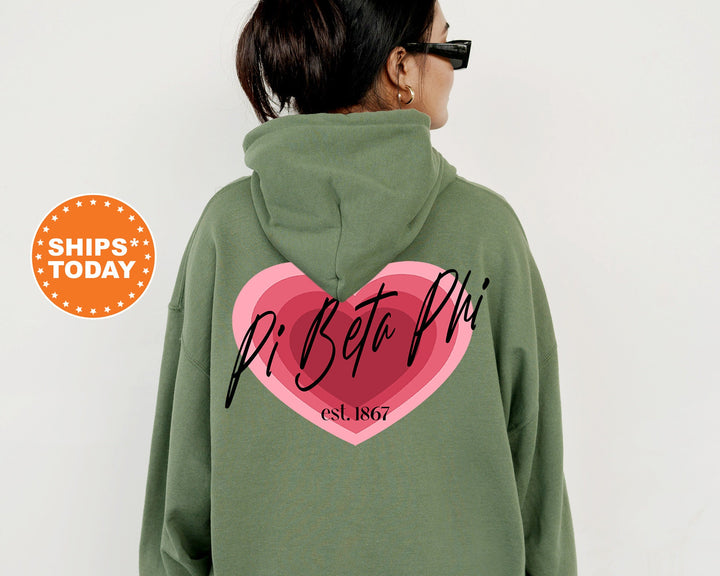 Pi Beta Phi Heart Beats Sorority Sweatshirt | Pi Beta Phi Hoodie | Pi Phi Sweatshirt | Sorority Letters | Big Little Reveal Gift