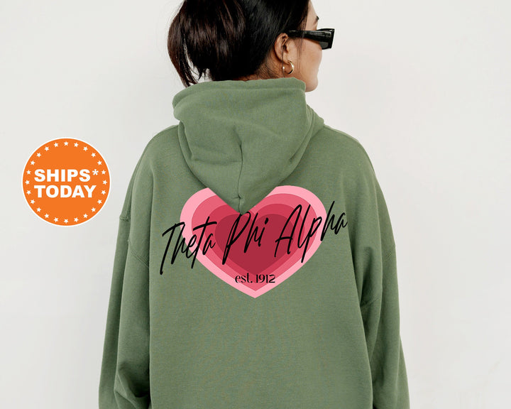 Theta Phi Alpha Heart Beats Sorority Sweatshirt | Theta Phi Alpha Hoodie | Theta Phi Sweatshirt | Big Little Gift | Greek Apparel