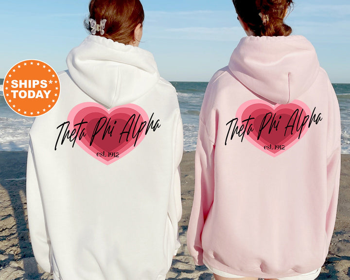 Theta Phi Alpha Heart Beats Sorority Sweatshirt | Theta Phi Alpha Hoodie | Theta Phi Sweatshirt | Big Little Gift | Greek Apparel